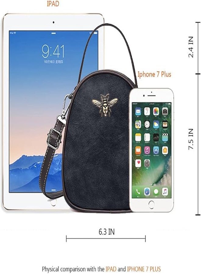 موكا حقيبة كتف صغيرة أنيقة من MOCA للنساء والفتيات، مزينة بتعليقة نحلة، وحزام قابل للتعديل، حقيبة كتف نسائية، هدية (أسود) - Image 4